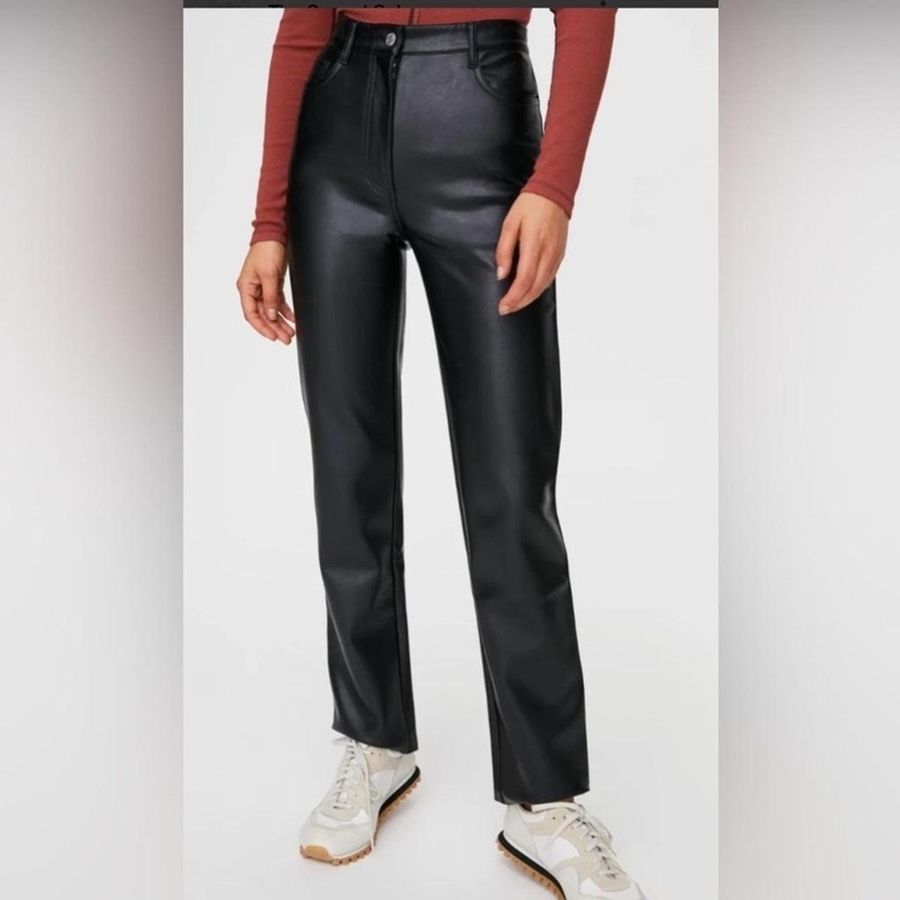 ARITZIA WILFRED Melina Black Faux Leather Pants (US 2)